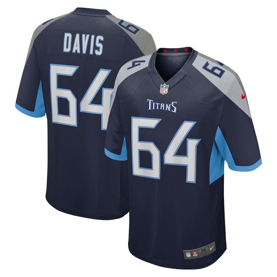 Men Tennessee Titans 64 Nate Davis Nike Navy Game NFL Jersey